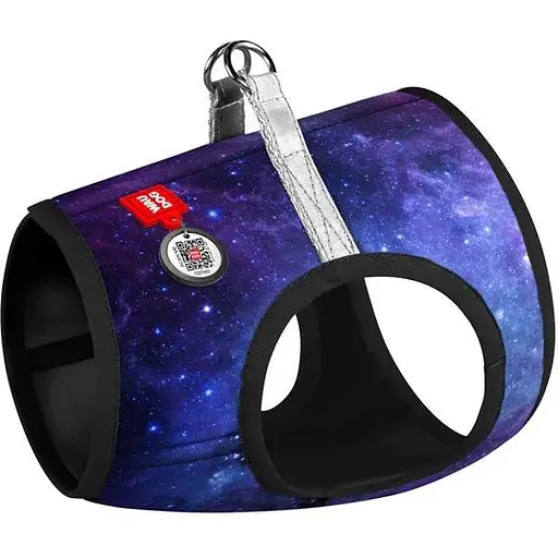 Шлея для собак Waudog Clothes м'яка з QR-паспортом, малюнок "NASA21", S2
