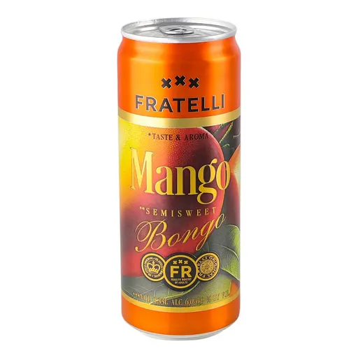 Напиток винный Fratelli Mango Bongo белый полусладкий игристый 6-6.9% 330 мл 