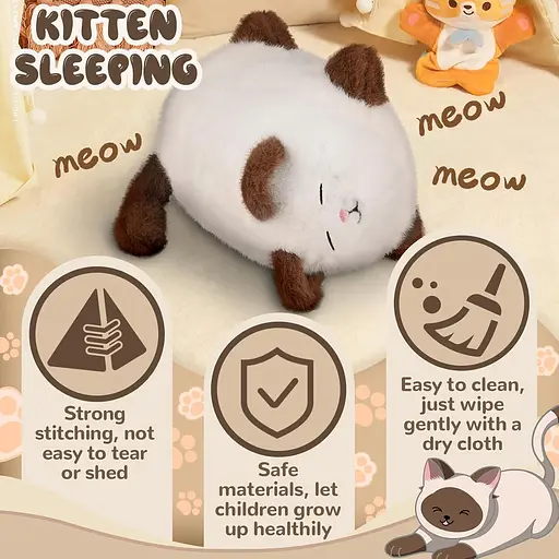 Интерактивная мягкая игрушка AiDA Smart Blinking Cat бело-коричневая (AD54098) - фото 9