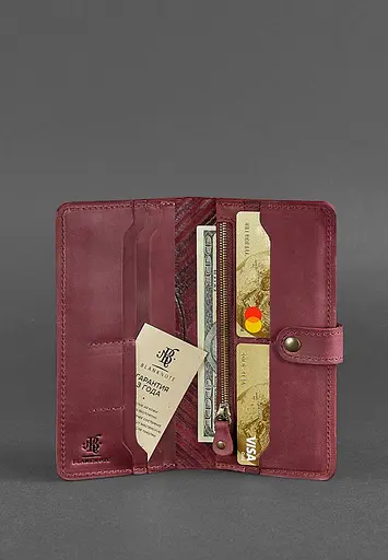 Шкіряне жіноче бордове портмоне 7.0 Інді - фото 4