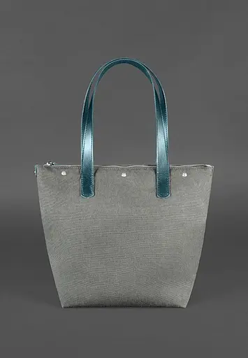 Шкіряна плетена жіноча сумка Пазл L зелена Krast - фото 4