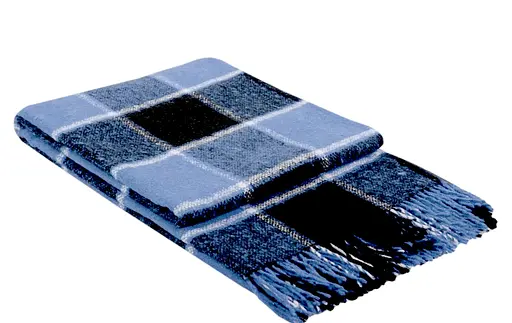 Плед вовняний Vladi Палермо 140x200 блакитно-чорно-білий - фото 3