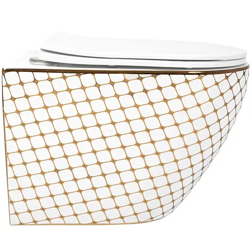 Подвесной унитаз Rea Carlos flat diamond gold белый REA-C5100, Белый - фото 5