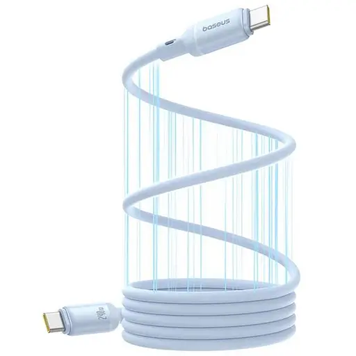 Кабель скоростной 240W - Baseus PicoGo Magnetic Liquid Silicone Type-C to Type-C 1 метр голубой - фото 1