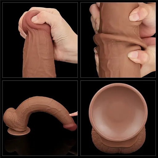 Фаллоимитатор LoveToy Sliding-Skin Dual Layer Dong King Sized 34 см коричневый - фото 20