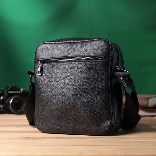 Чоловіча сумка месенджер із зернистої натуральної шкіри SHVIGEL 19х21х7 см sum0027000 - фото 10