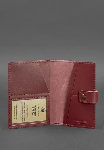 Шкіряна обкладинка для паспорта 5.0 (з віконцем) бордова Краст - фото 4