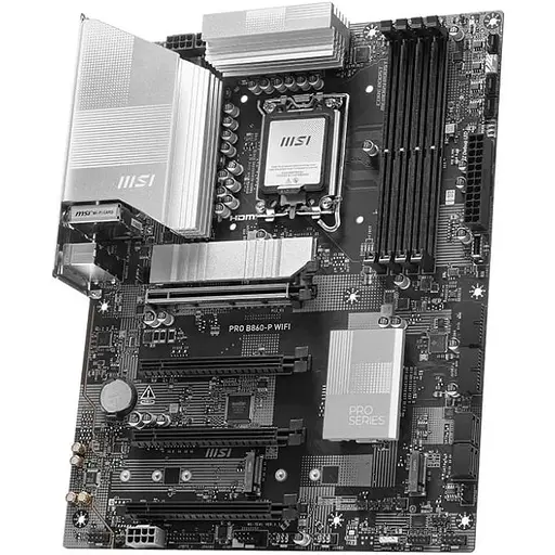 Материнская плата MSI PRO LGA1851, B860-P WIFI, B860, 4xDDR5, 1xPCI-E 5.0 x16, 3xPCI-E 4.0 x16, 4xSATA3, 3xM.2, ALC897, Realtek 8126 5Gb, WiFi 7, Bluetooth 5.4, HDMI/DP/Type-C, ATX - фото 4