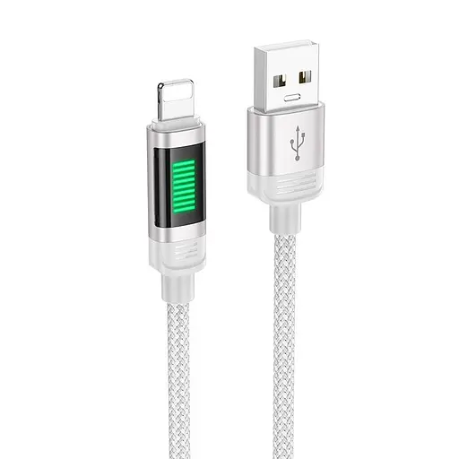 Кабель з екраном Hoco U126 Lightning Lantern charging data cable 1.2 м 2.4A світло сірий - фото 1