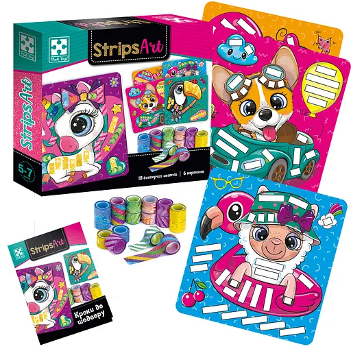 Набір для творчості Strips Art Щасливі мордочки, Vladi Toys, VT4433-13