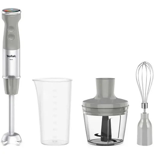 Tefal Блендер погружной Quickchef+ 1000Вт, 3в1, чаша-800мл, чоппер-500мл, турборежим, серебристо-серый