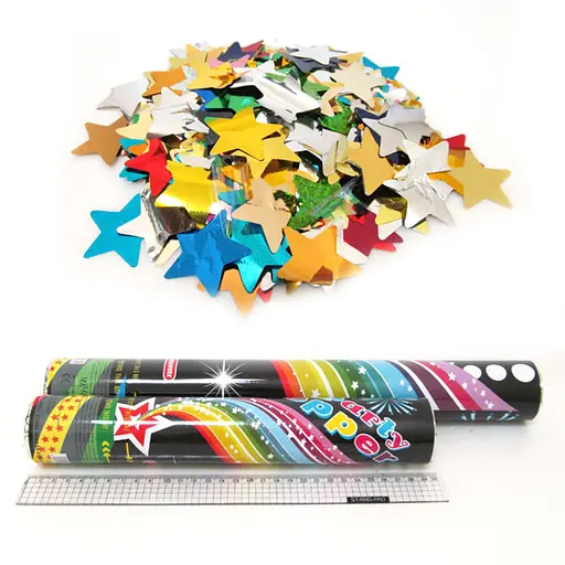 Хлопавка пневматична Зірки, 40 см, фольга-зірочки