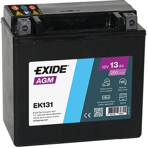Аккумулятор Exide Start-Stop Auxiliary EK131 (+/-) 6СТ-13Ah 200CCA