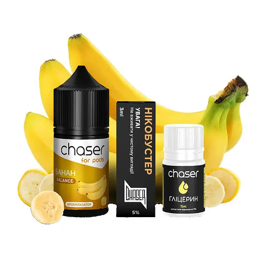 Набор компонентов для самозамеса солевой заправки CHASER For Pods BALANCE NEW 30 мл Банан, 0-50 мг (15613)