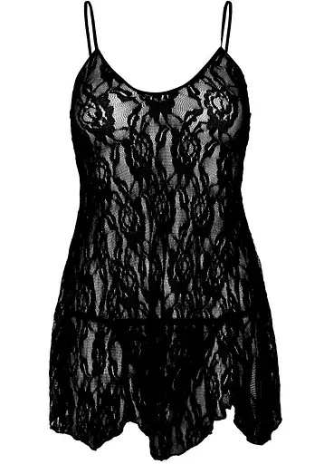 Пеньюар Leg Avenue Rose Lace Flair Chemise Black One Size - фото 3