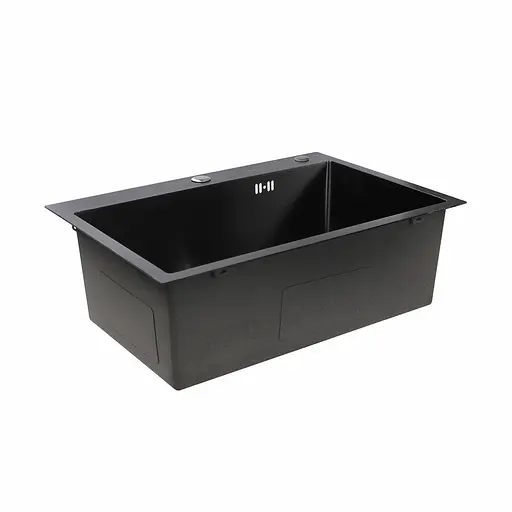 Кухонна мийка Platinum Handmade PVD 650x450x220 чорна (товщина 3.0/1.5 корзина та дозатор в комплекті), Чорний - фото 5