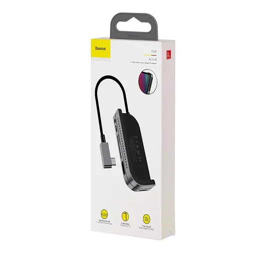 Usb-хаб Baseus Bend Angle No.7 Multifunctional Type-C Converter Темно-сірий - фото 3