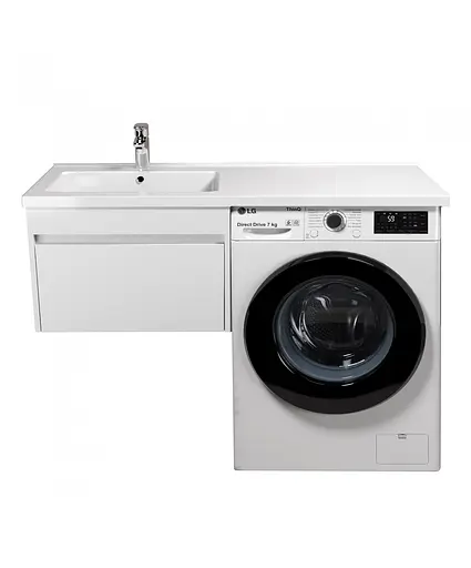 Тумба Мойдодир Wing 60-А-W з умивальником Rodeo 120 L з крилом над пралкою підвісна Білий - фото 9