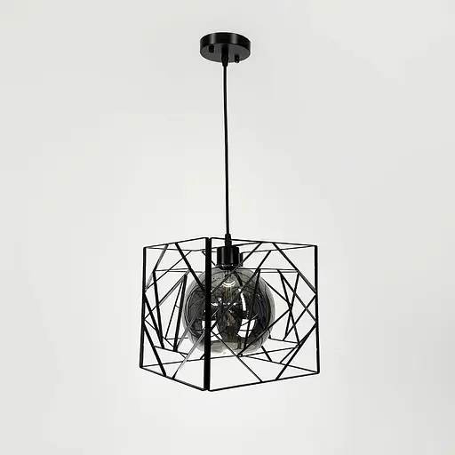 Люстра у чорному корпусі з графітовим плафоном 24х24 см | Арт. 12120/1 BK+GR | Line F - фото 5