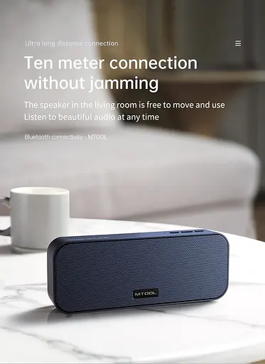 Портативна Bluetooth-колонка Mtool V6 зі стереозвуком і глибокими басами синій - фото 5