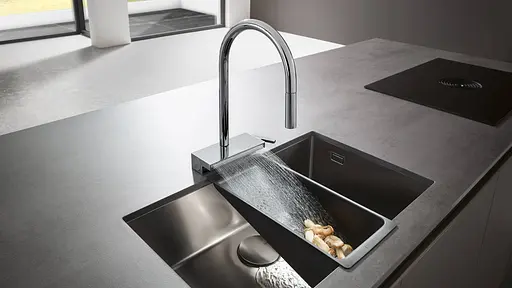 Смеситель для кухни Hansgrohe Aquno Select М81 170 3jet с выдвижным изливом Sbox 73831800 Stainless Steel Нержавеющая сталь - фото 3