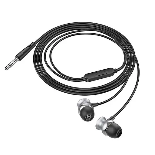 Дротові навушники Hoco M106 Fountain metal універсальні earphones with microphone, 3.5mm, 1.2m, grey - фото 2