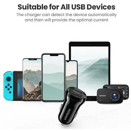Автомобильное зарядное устройство для Ugreen ED018 24W 2xUSB Charger черный - фото 3