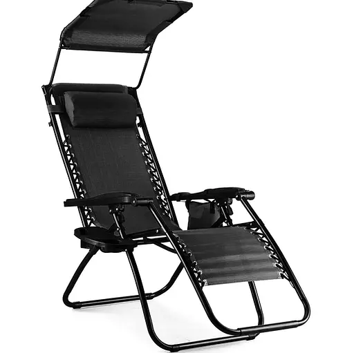 Шезлонг лежак Outtec Zero Graviti Sun розкладний з дашком чорний - фото 5