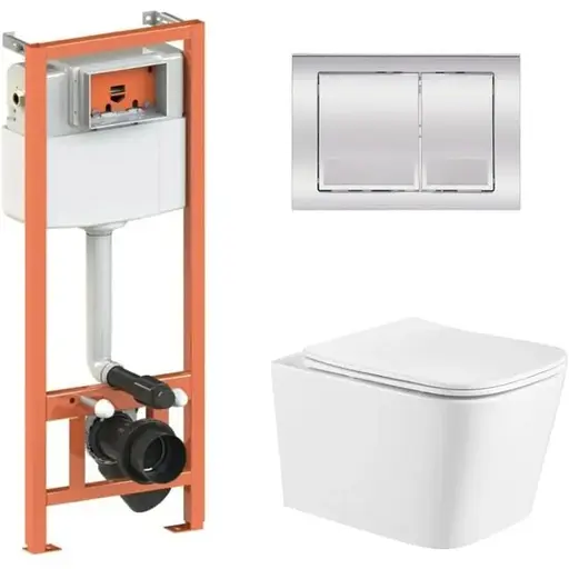 Набір Q-tap Nest 4 в 1 підвісний унітаз Crow Ultra Quiet 490x360x290 + комплект інсталяції QT05335171W45125 - фото 1