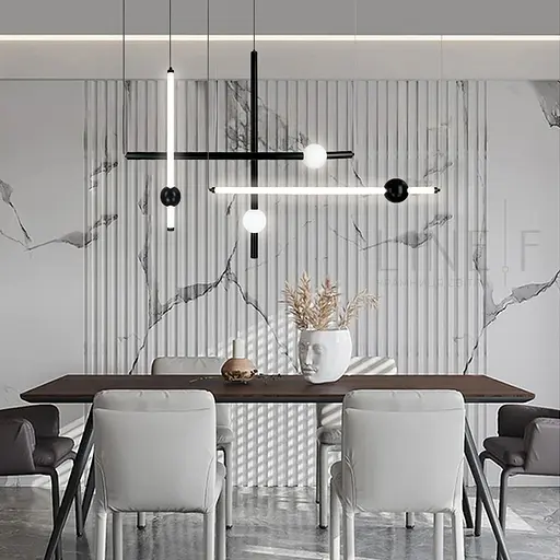 Чорний світильник у горизонтальній формі 90 см із білою led кулькою | Арт. YG 518B/900 HL BK | Line F - фото 6