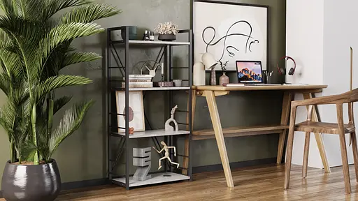 Етажерка 4/60 Ferrum-decor Серії Коннект 120x60x28 чорний ДСП Бетон 16мм (FRD-105552) - фото 2