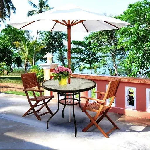 Садовий стіл Costway Acapulco з місцем для парасолі - фото 9