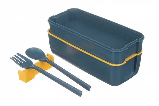 Ланч-бокс эко на 2 яруса с приборами Laprida Синий 750 мл (64-21-1165) - фото 6