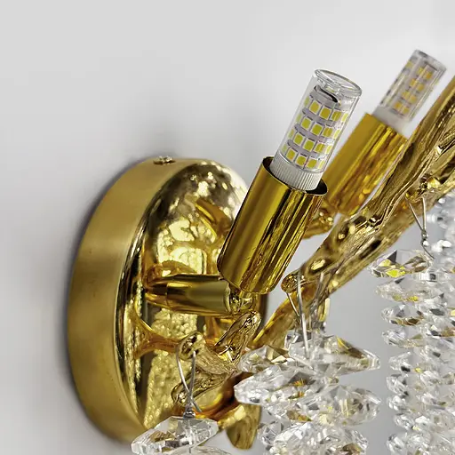 Вишукане золоте бра Line F з кришталевим підвісами 40х30 см Арт. W33001/2S GD  - фото 3