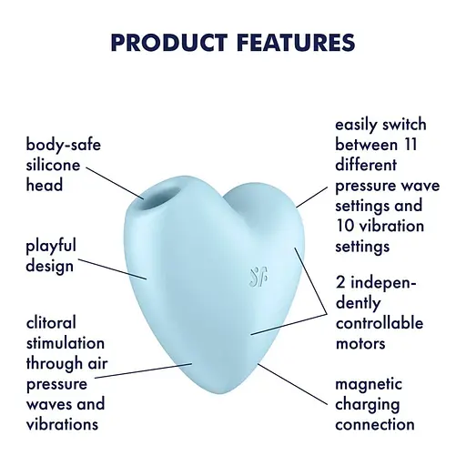Вакуумний стимулятор клітора з вібрацією Satisfyer Cutie Heart блакитний - фото 3