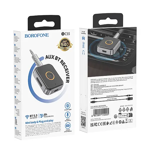 Bluetooth-ресивер BOROFONE BC55 Suave car AUX BT receiver Black - фото 2