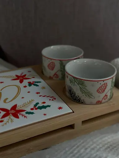 Набор пиал Elisey 6020-005 34x17x4 см на бамбуковой подставке сани с керамической досточкой - фото 5