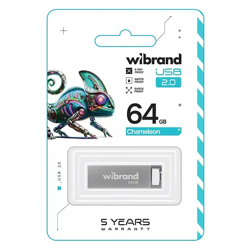 USB флеш накопичувач Wibrand 64GB Chameleon Silver USB 2.0 (WI2.0/CH64U6S) - фото 2