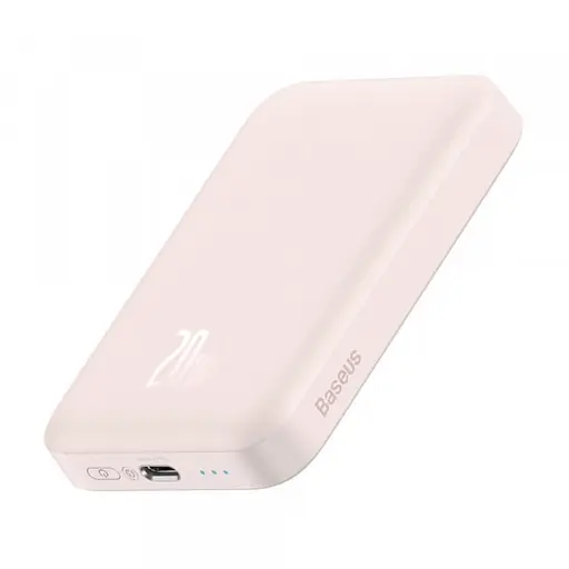 Магнітний портативний павербанк з бездротовою зарядкою Baseus Magnetic 20 W 6000 mAh для iPhone рожевий - фото 4