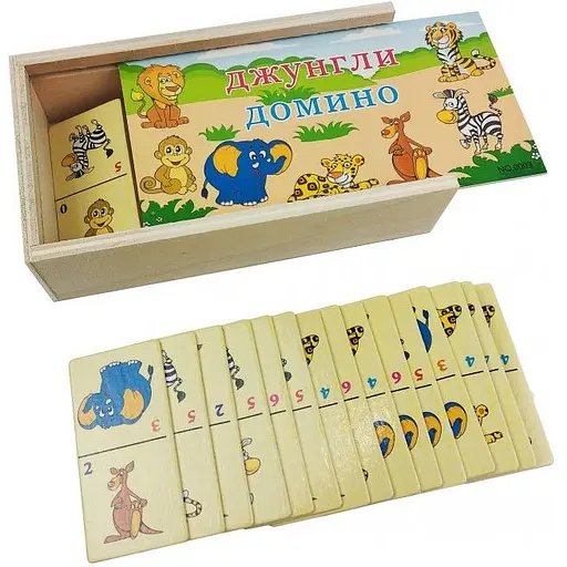 Деревянная игрушка Домино в пенале MD 2482 Джунгли - фото 1