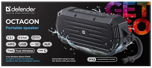 Портативная акустика Defender Octagon Black (65039) - фото 6