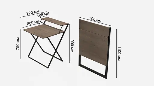 Стіл трансформер Компакт 4 750x790x720 Чорний метал ДСП Дуб Сонома Трюфель 16 мм FRD-104694 - фото 5