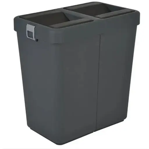Мусорное ведро Motek двойное 40 л +40 л с поворотной крышкой 55х35.5х59 см Антрацит (COB-414)  - фото 1