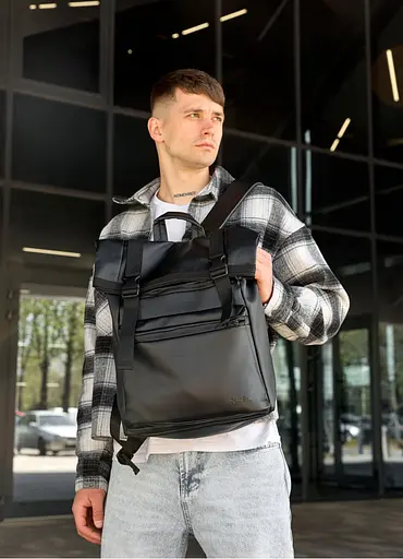 Мужской рюкзак Sambag RollTop LTTm черный 43 х 31 х 14 см (24238001m) - фото 5