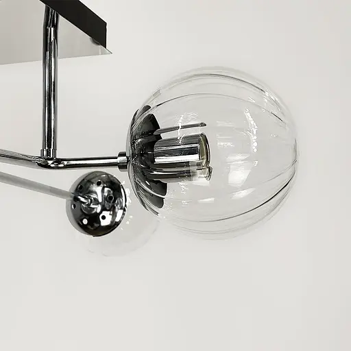 Сучасна стельова люстра в хромі на 4 прозорих плафони | Арт. 2693/4 (new) CH+CL | Line F - фото 2