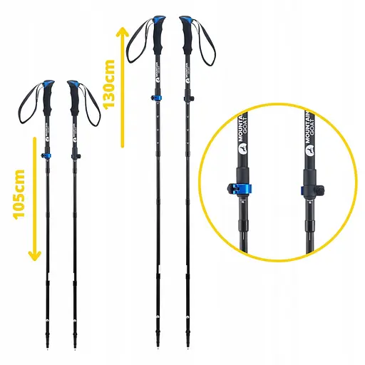 Трекінгові палиці Mountain Goat Pro+ 43-130 см MG0007 Black/Blue (P-5907739318244) - фото 11
