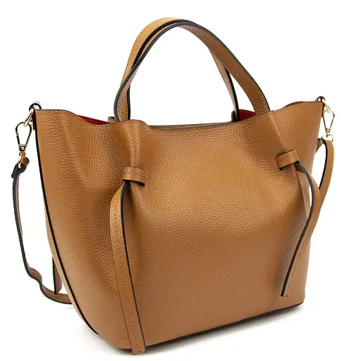 Классическая кожаная женская сумка карамельного цвета Firenze Italy F-IT-7632C