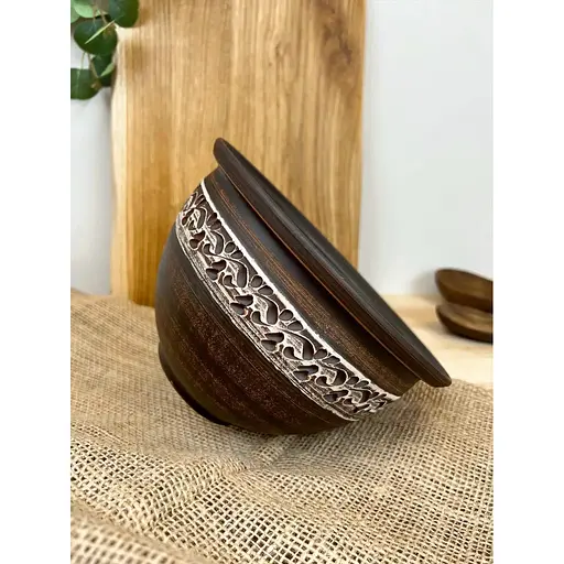 Макітра 1.5 літра керамічна (глиняна) різьблена ангоб - фото 2