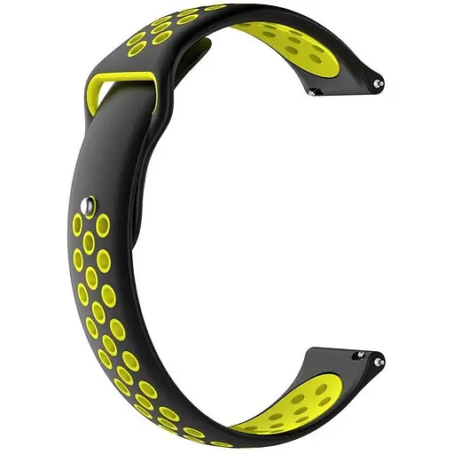 Ремешок силиконовый Boorui для часов 20 мм Nike design черный с желтым (с кнопкой)