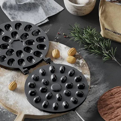 Горішниця велика форма для випікання горішків на плиті з антипригарним/тефлоновим покриттям (23 горіхи) + квітка, Ласунка Чорний 85790 - фото 6